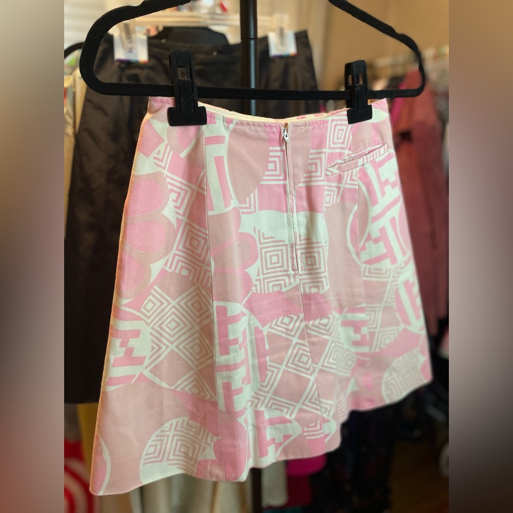Pink Floral Geometric A-Line Mini Skirt Gordon of Philadelphia - Picture 3 of 10